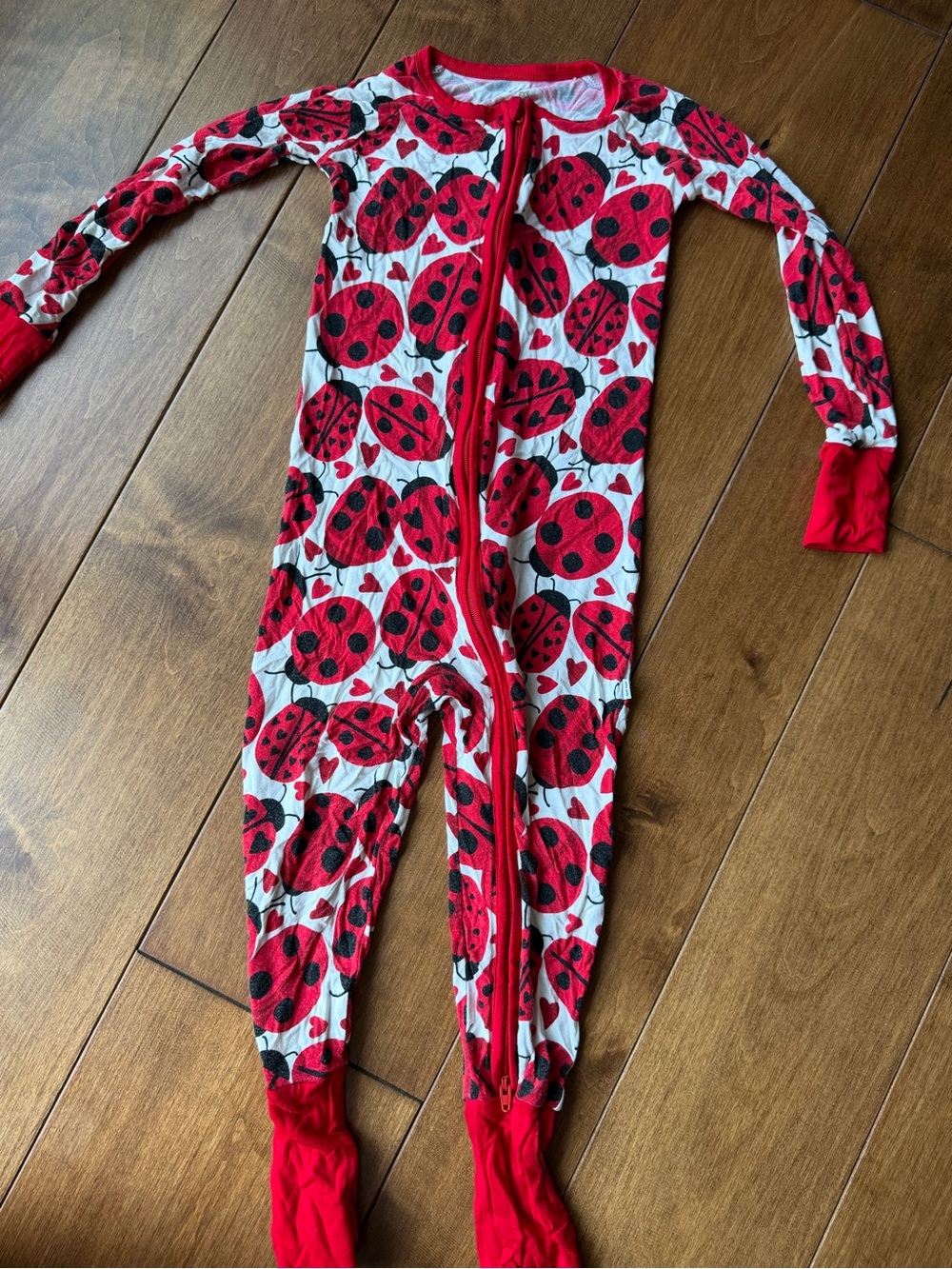 Little Sleepies Red and White Ladybug Footed Pajamas